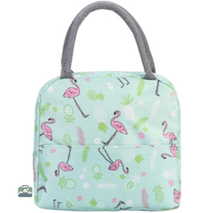 Sac isotherme repas bleu avec flamants roses