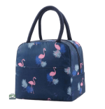 Sac isotherme repas bleu foncé avec flamants roses