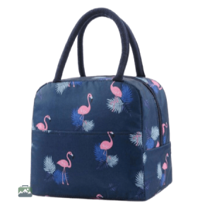 Sac isotherme repas bleu foncé avec flamants roses