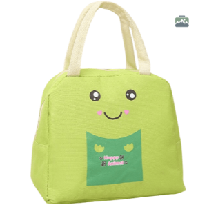 Sac isotherme repas cartoon vert pour le transport de nourriture