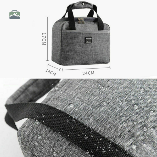 Sac isotherme repas en gris, idéal pour le bureau ou les pique-niques