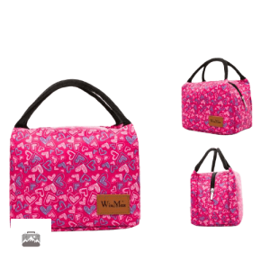 Sac isotherme repas avec motif cœurs roses, pratique et élégant