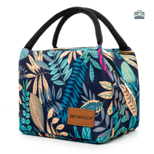 Sac isotherme repas feuilles multicolores élégant