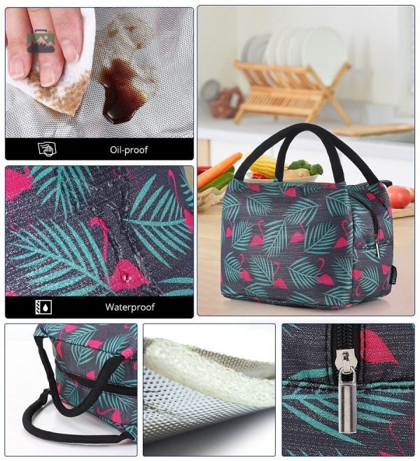 Sac isotherme repas, style tropical flamants roses