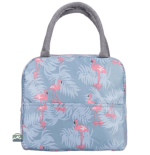 Sac isotherme repas flamants roses et feuilles tropicales