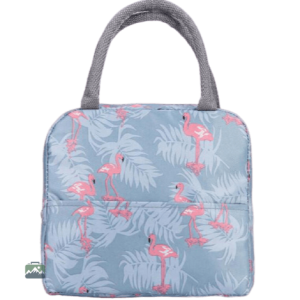 Sac isotherme repas flamants roses et feuilles tropicales