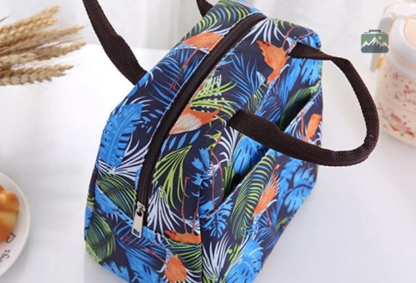 Sac repas isotherme coloré avec motif flamants roses tropicaux