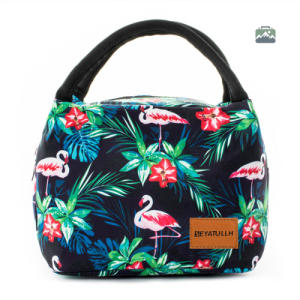 Sac isotherme repas flamants tropicaux, design fun et pratique