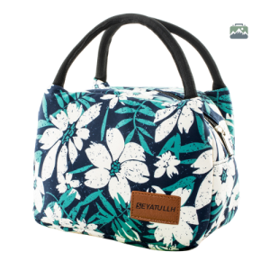 Sac isotherme repas fleurs blanches design élégant
