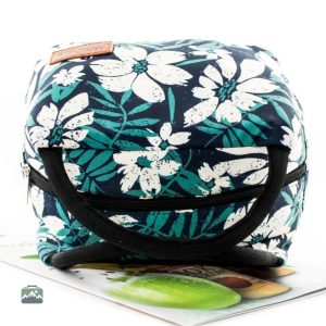 Sac repas isotherme avec motif floral blanc