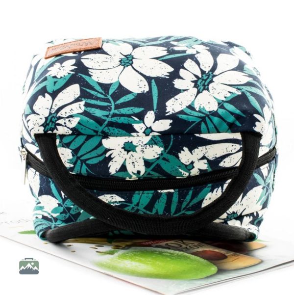 Sac repas isotherme avec motif floral blanc