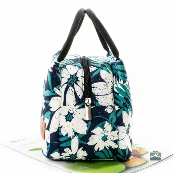 Sac à lunch isotherme avec fleurs blanches décoratives