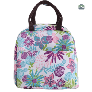 Sac isotherme repas fleurs bleues et violettes