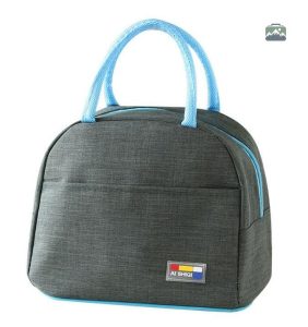 Sac isotherme repas gris et bleu pour le transport de repas