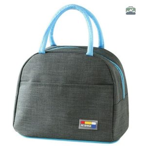 Sac isotherme repas gris et bleu pour le transport de repas