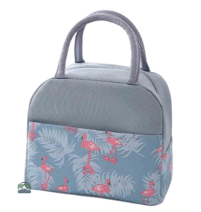 Sac isotherme repas gris avec flamants roses