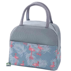 Sac isotherme repas gris avec flamants roses