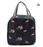 Sac isotherme repas noir avec flamants roses