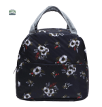 Sac isotherme repas noir avec fleurs décoratives