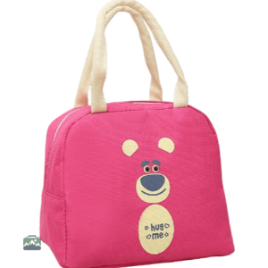 Sac isotherme repas ours rose pour le transport alimentaire