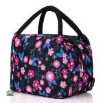 Sac repas isotherme avec motif fleurs roses