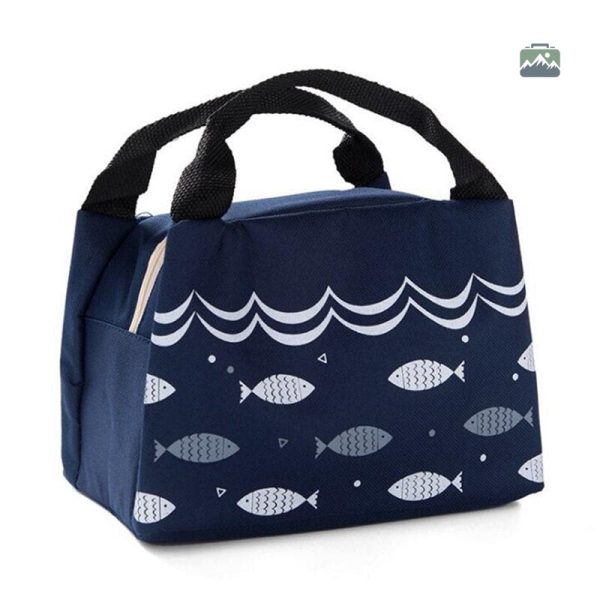 Sac isotherme repas poissons bleus et blancs