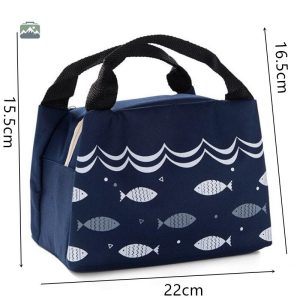 Sac repas isotherme motif poissons bleus