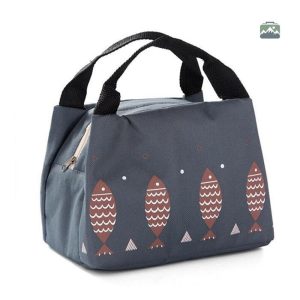 Sac isotherme repas marron motifs poissons