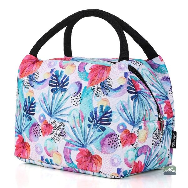 Sac isotherme repas avec motif tropical, idéal pour les pique-niques