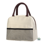 Sac isotherme repas rayé beige pour le transport de repas
