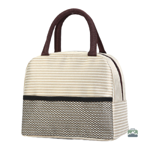 Sac isotherme repas rayé beige pour le transport de repas
