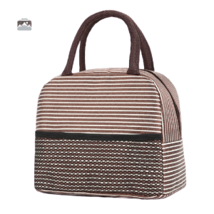 Sac isotherme repas rayé blanc et marron