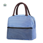 Sac isotherme repas rayé bleu pour le transport des aliments