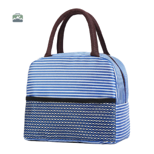 Sac isotherme repas rayé bleu pour le transport des aliments