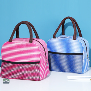 Sac repas isotherme bleu à rayures, pratique et élégant