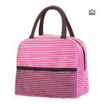 Sac isotherme repas rayé rose pour le déjeuner