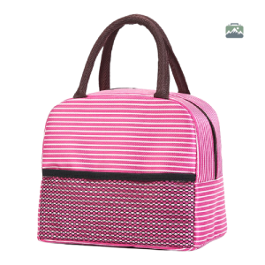 Sac isotherme repas rayé rose pour le déjeuner