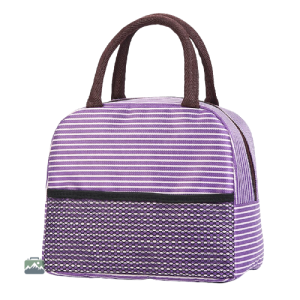 Sac isotherme repas rayé violet pour le transport de repas