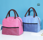 Sac repas isotherme violet avec motifs rayés pour pique-nique