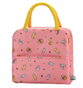 Sac isotherme repas rose avec motif chat mignon