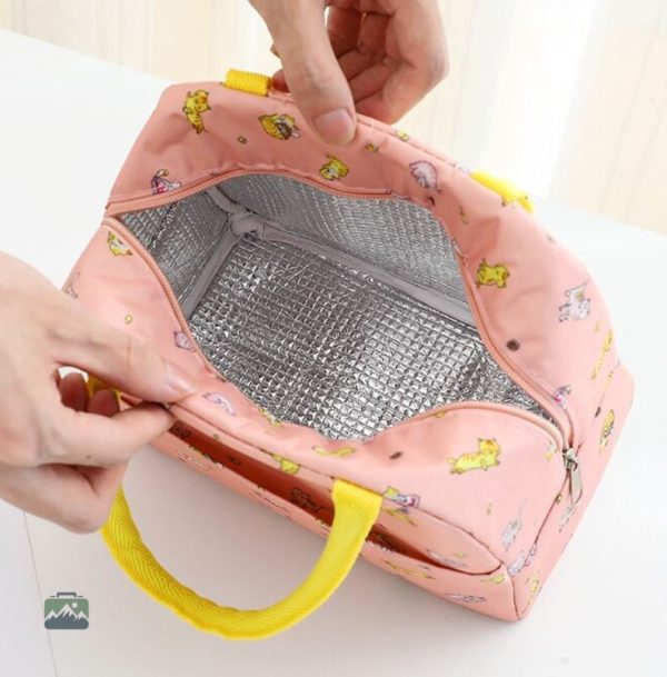 Sac repas isotherme rose pour enfants avec chat