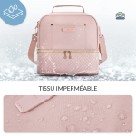 Sac isotherme élégant en rose poudré, idéal pour les pique-niques