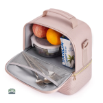 Sac isotherme fonctionnel avec compartiments, teinte rose douce