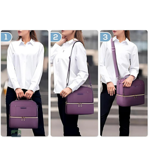 Sac isotherme violet avec deux espaces de rangement