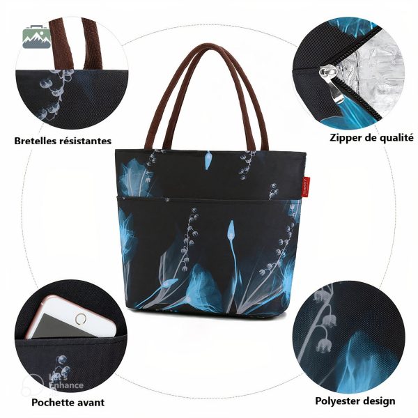 Sac isotherme fleuri idéal pour les pique-niques et sorties