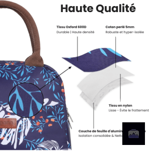 Sac repas isotherme design feuilles d'acacia, pratique et élégant