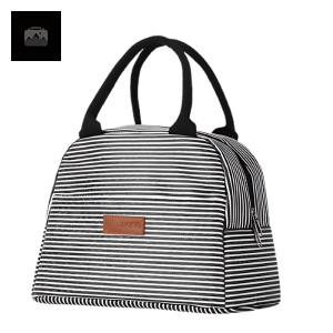 Sac isotherme repas rayé noir pour transport alimentaire