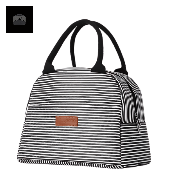 sac-repas-isotherme-raye-noir-1 Sac isotherme repas rayé noir pour transport alimentaire