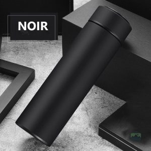 Thermos noir avec infuseur intégré pour amateurs de thé