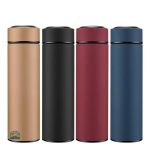 Infuseur de thé en thermos noir, idéal pour les déplacements